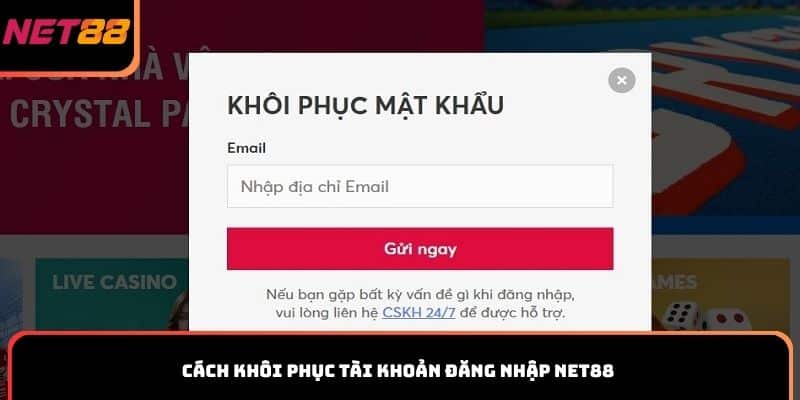 Cách khôi phục tài khoản đăng nhập Net88